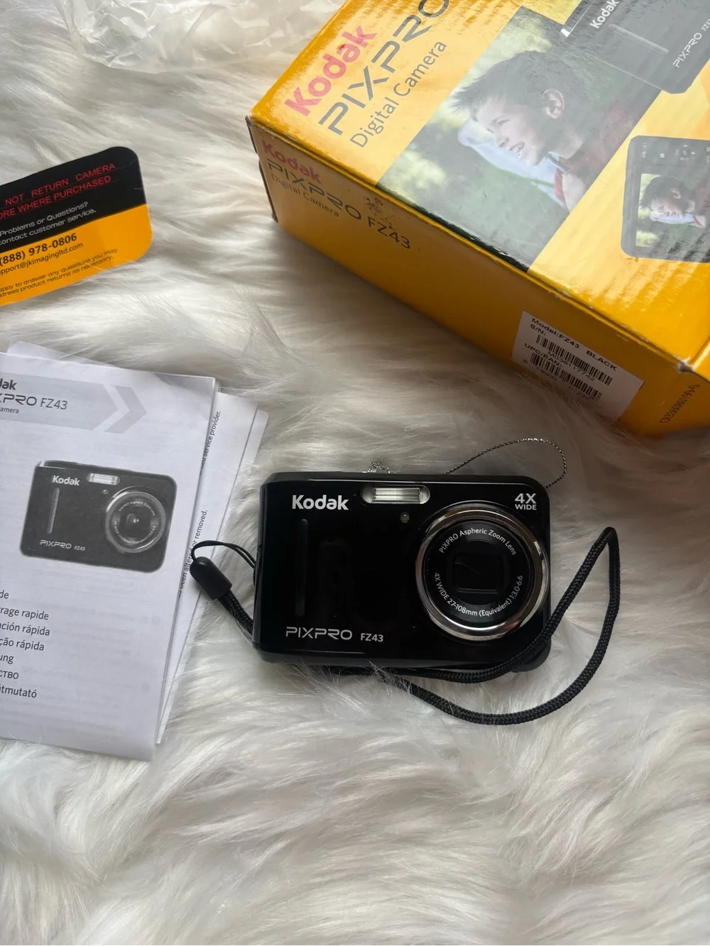 Kodak PIXPRO FZ43 Digital Camera - Black on Yellow Box